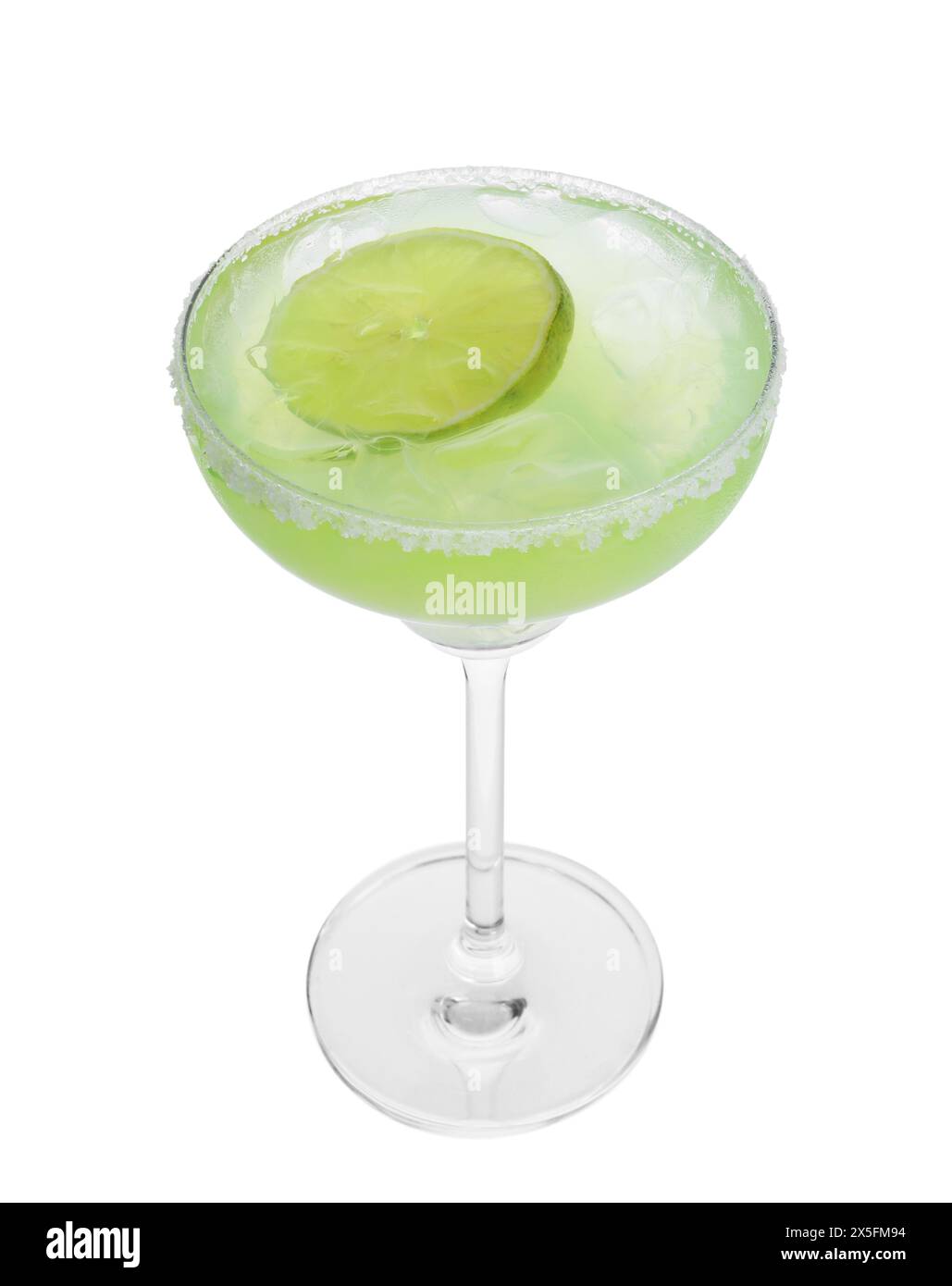 Köstlicher Margarita-Cocktail im Glas isoliert auf weiß Stockfoto