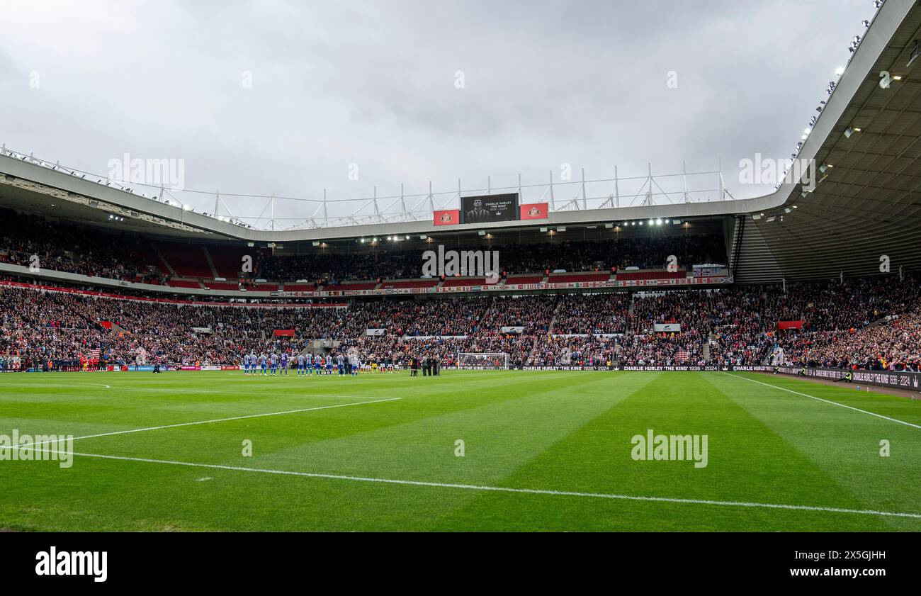 Sunderland, Großbritannien. Mai 2024. Tribut an Charlie Hurley beim Sunderland AFC gegen Sheffield Wednesday FC SKY Bet EFL Championship Match im Stadium of Light, Sunderland, England, Großbritannien am 4. Mai 2024 Credit: Every Second Media/Alamy Live News Stockfoto