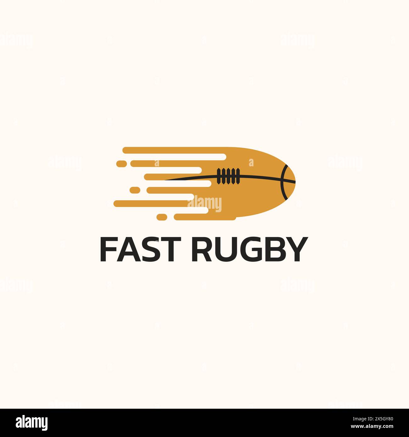 Rugby-Ball-Logo mit zusätzlichen Streifen, die die Geschwindigkeit anzeigen. Stock Vektor