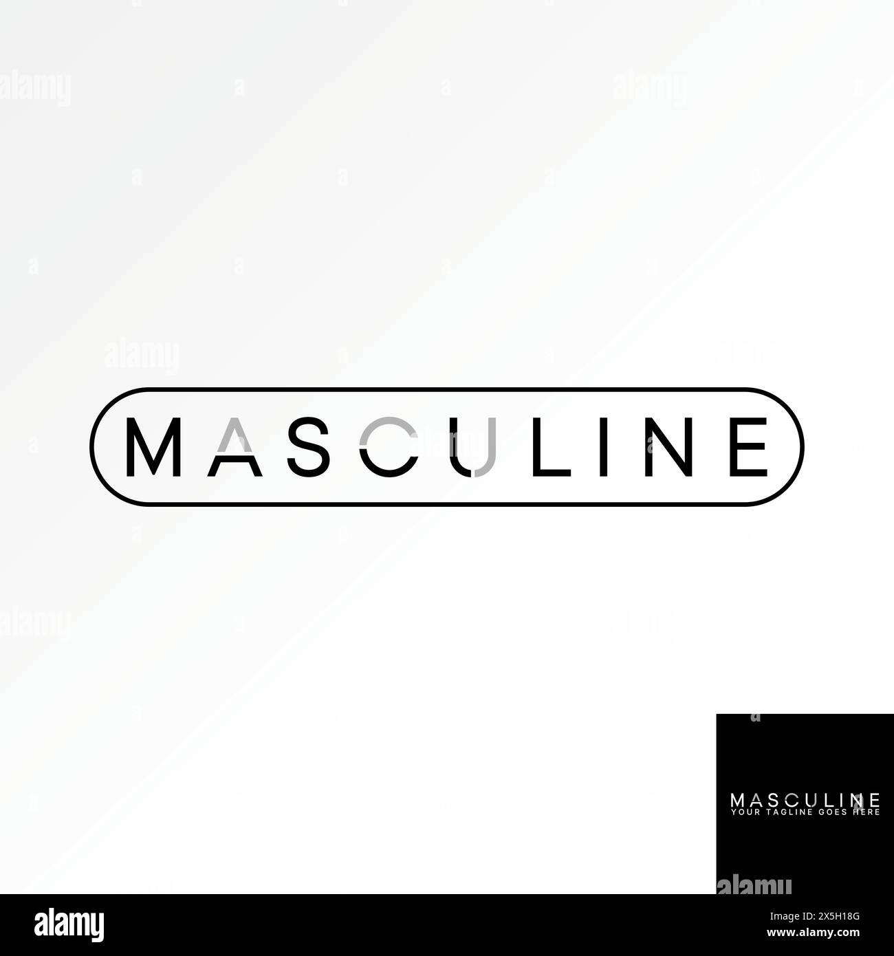 Logo Design Grafikkonzept kreativer Vektor Premium Stock abstrakte Wort Text maskuline mit Schnitt auf Schriftzeichen Emblem. Zugehörige Monogramm-Typografie-Marke Stock Vektor