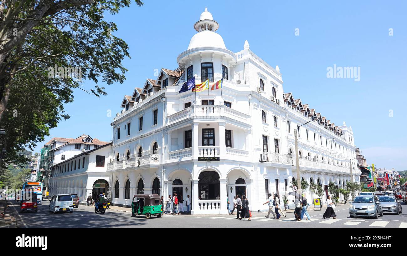 Blick auf Queens Hotel, Kandy, Sri Lanka. Stockfoto