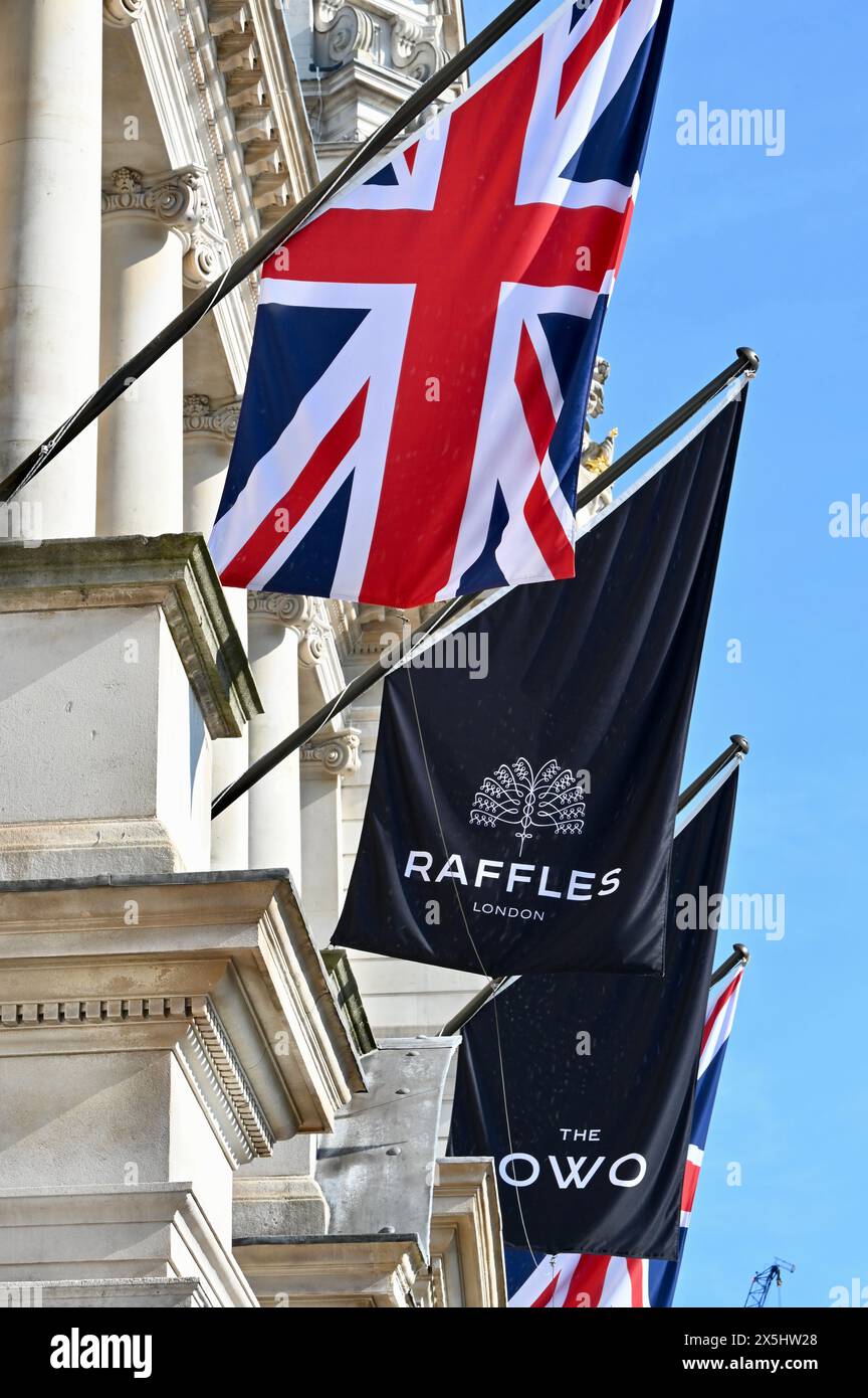 Flags, Raffles London, Whitehall, London, Großbritannien Stockfoto