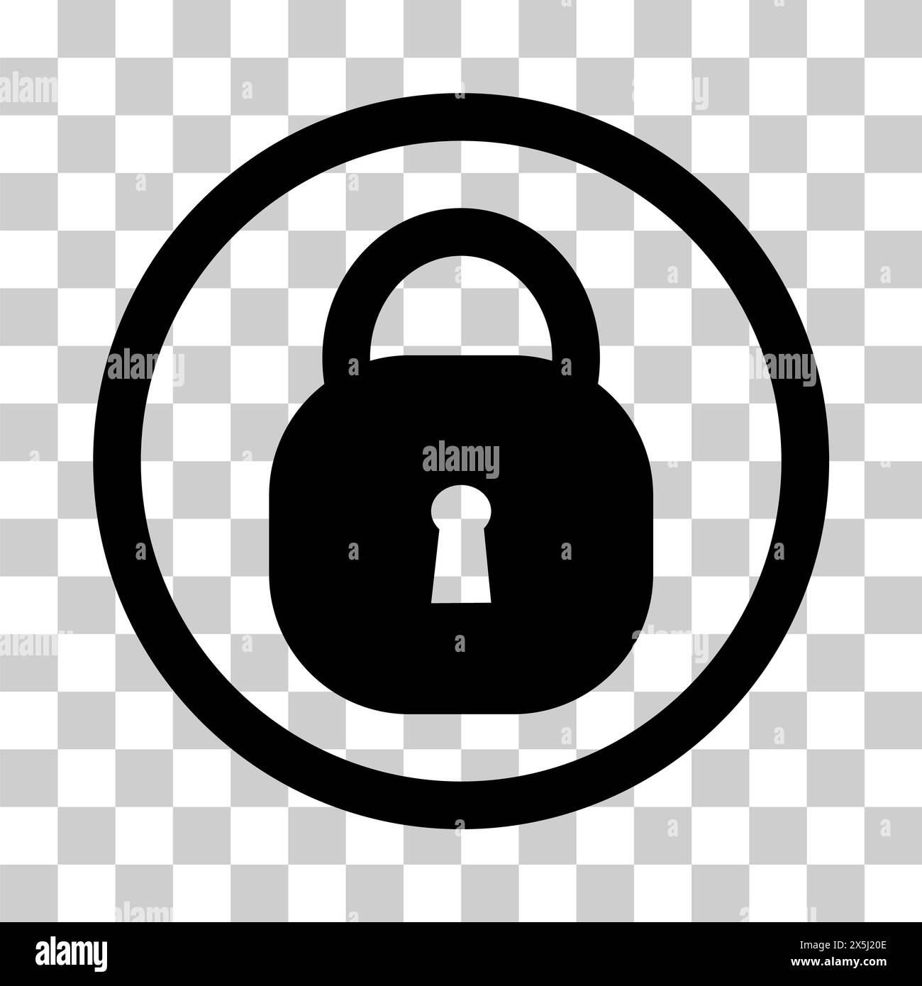 Symbol „Keyhole-Rundung sperren“. Schild mit verriegeltem Vorhängeschloss. Flacher STYLE. Stockfoto