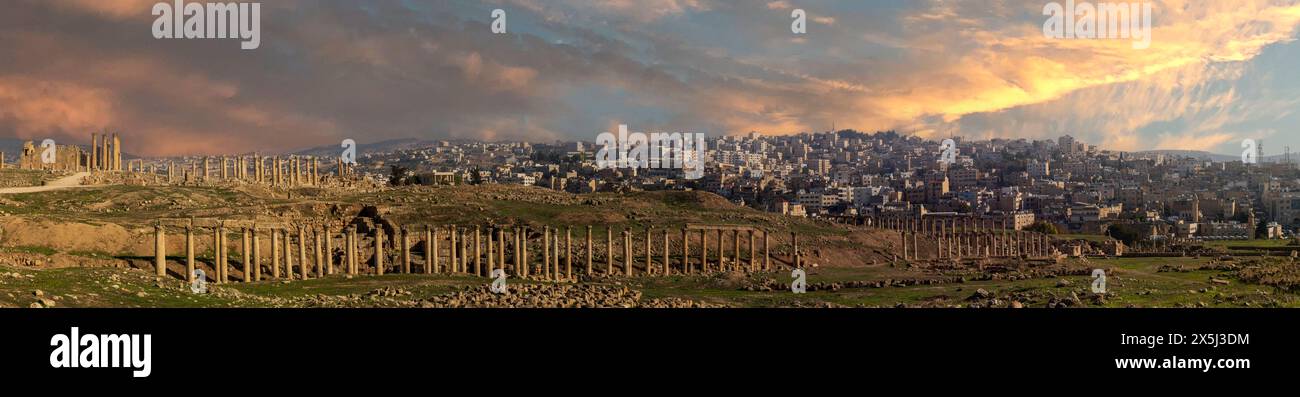 Jordanien, Amman. Römische Ruinen mit Tempel, Forum und Amphitheater. Stockfoto