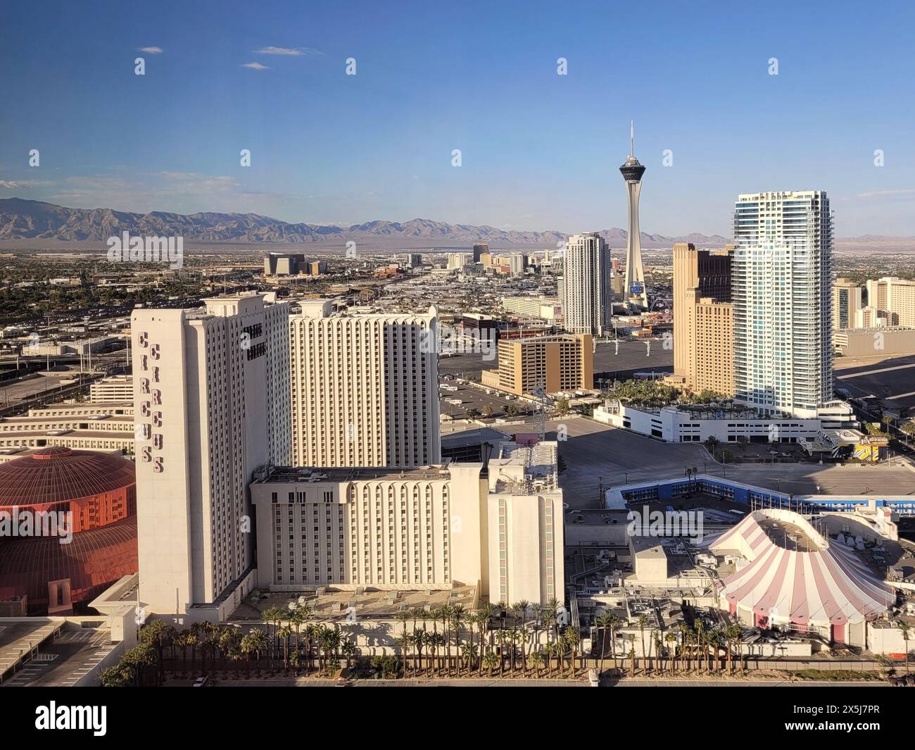 Aus der Vogelperspektive von Las Vegas in der Wüste von Nevada Stockfoto