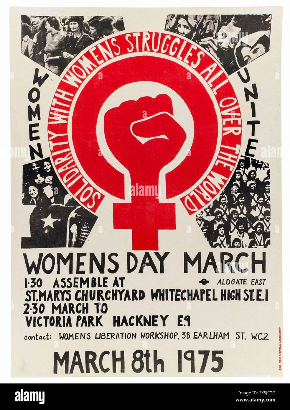 Feministisches Poster, Womens Day March, 1975 UK Stockfoto
