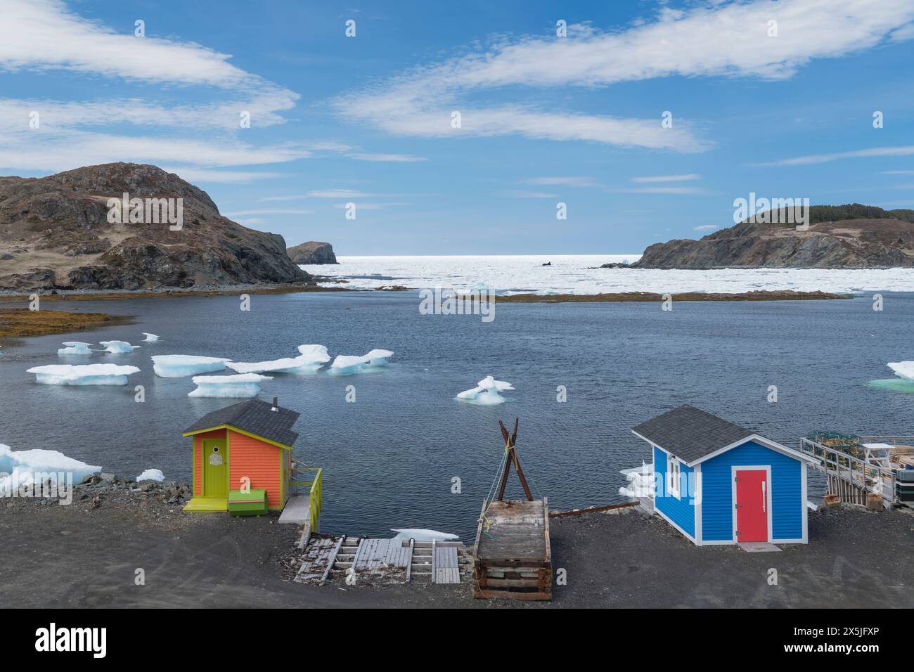 Farbenfrohe Angelstellen in der Nähe von Twillingate, Neufundland und Labrador, Kanada. Stockfoto