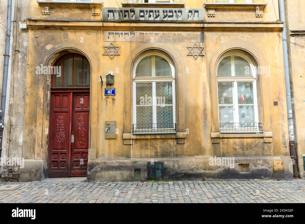 Polen, Krakau, Bezirk Kazimierz. Die Izaak-Synagoge wurde 1644 erbaut. Spender Izaak Jakubowicz wurde dort begraben. Die Synagoge wurde von Francesco Olivierri entworfen. Stockfoto