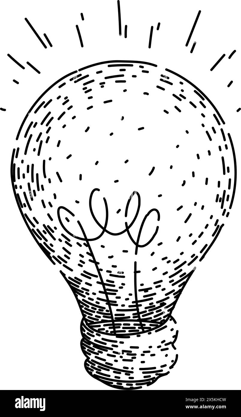 Lampe Glühlampe Skizze Hand gezeichneter Vektor Stock Vektor