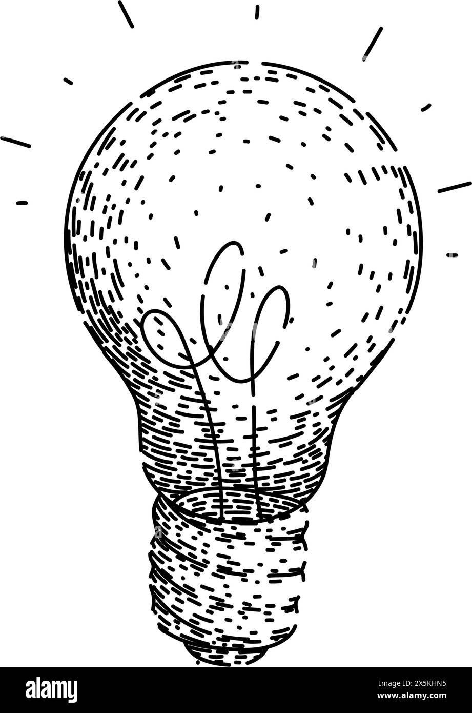 Glühbirne Skizze Hand gezeichneter Vektor Stock Vektor