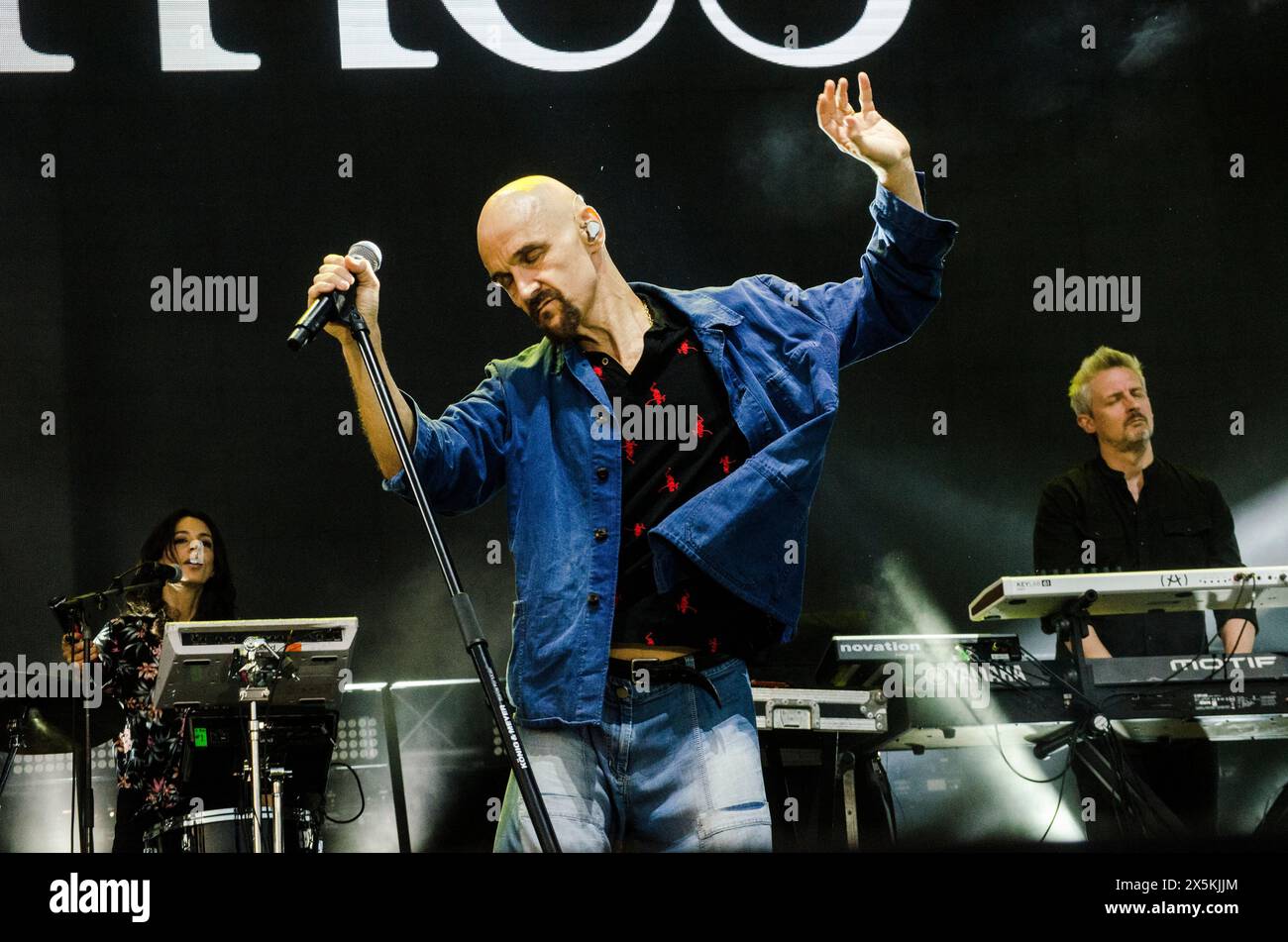 Tim Booth von James trat beim Release Athens Festival in Plateia Nerou/Griechenland auf, Juni 2019 Stockfoto