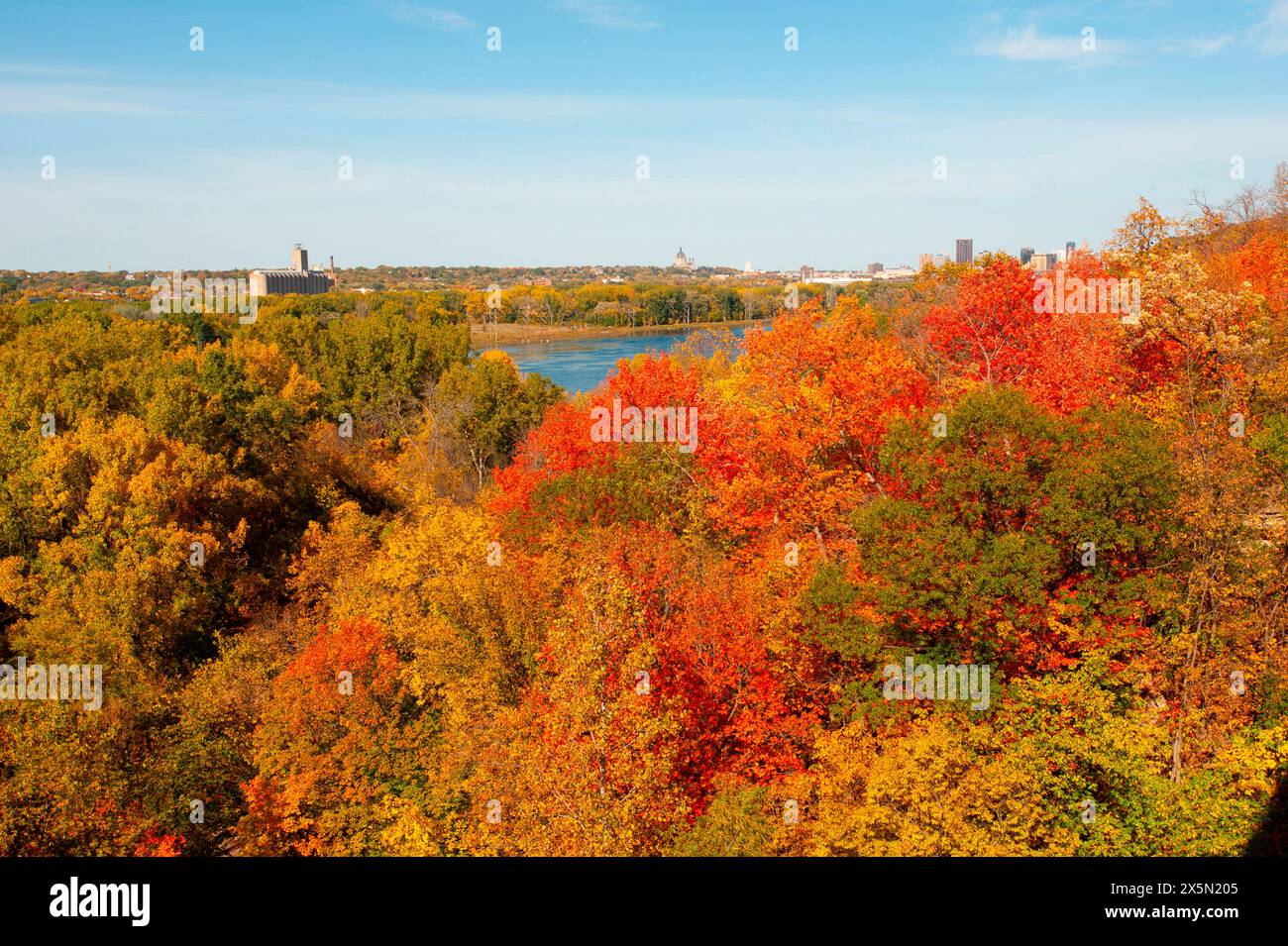 USA, Minnesota, Mendota Heights. Herbstfarbe, Ivey Falls Valley Stockfoto