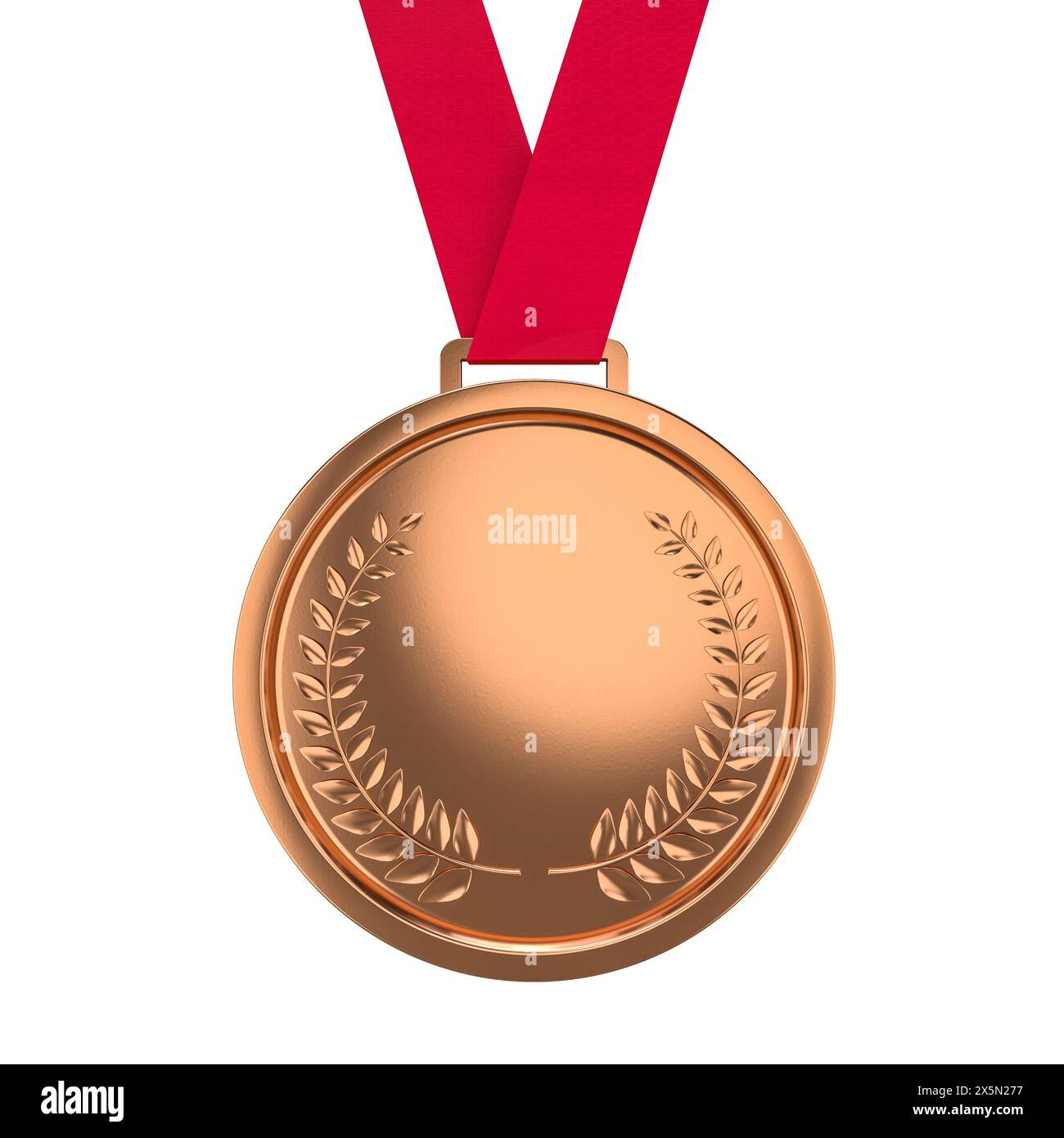 Bronzemedaille hängendes rotes Band zeichnet Auszeichnungen aus. Erfolg, Realisierung Stockfoto