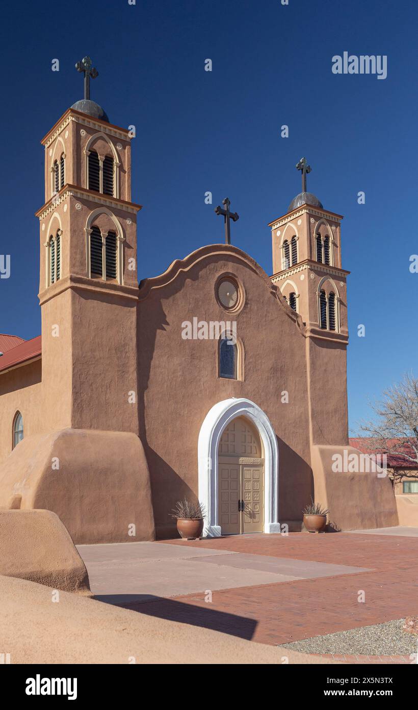 Old San Miguel Mission, gegründet 1598, (älteste Kirche der USA) Socorro, New Mexico, USA Stockfoto