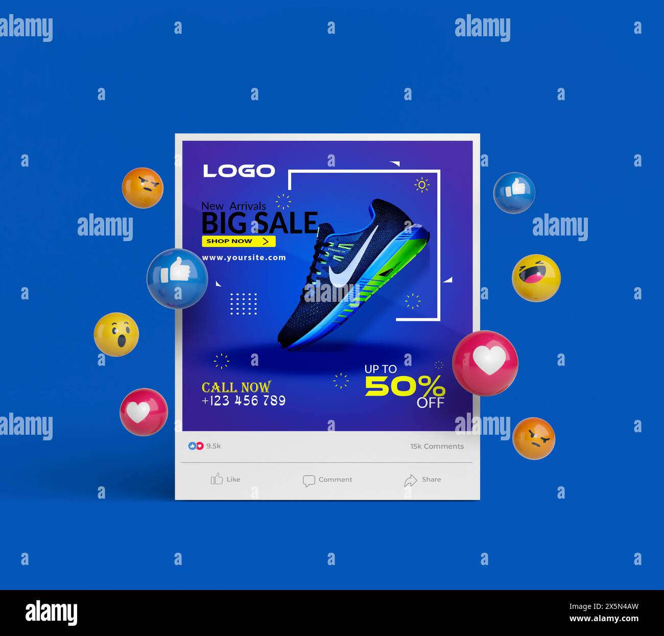 Modeschuh Social Media Post Design. Stock Vektor