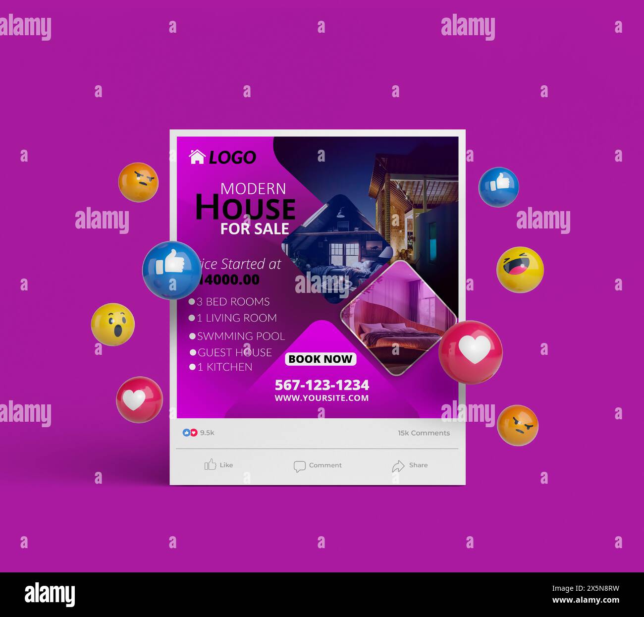 Postdesign in sozialen Medien Stock Vektor