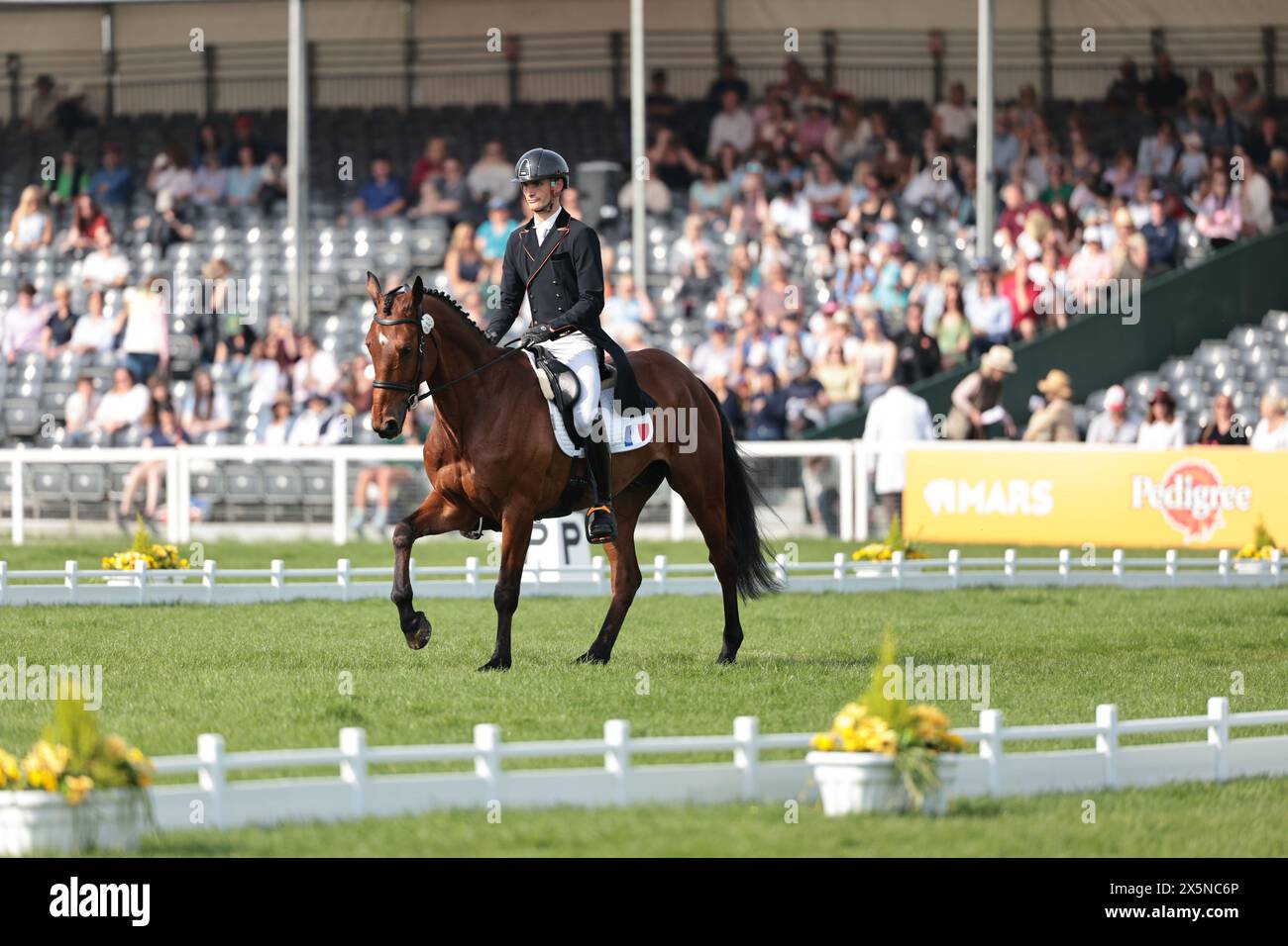 Badminton, Großbritannien. Mai 2024. Arthur Marx von Frankreich mit Church'Ile während des Dressurtests bei Badminton Horse Trials am 10. Mai 2024, Badminton Estate, Vereinigtes Königreich (Foto von Maxime David - MXIMD Pictures) Credit: MXIMD Pictures/Alamy Live News Stockfoto