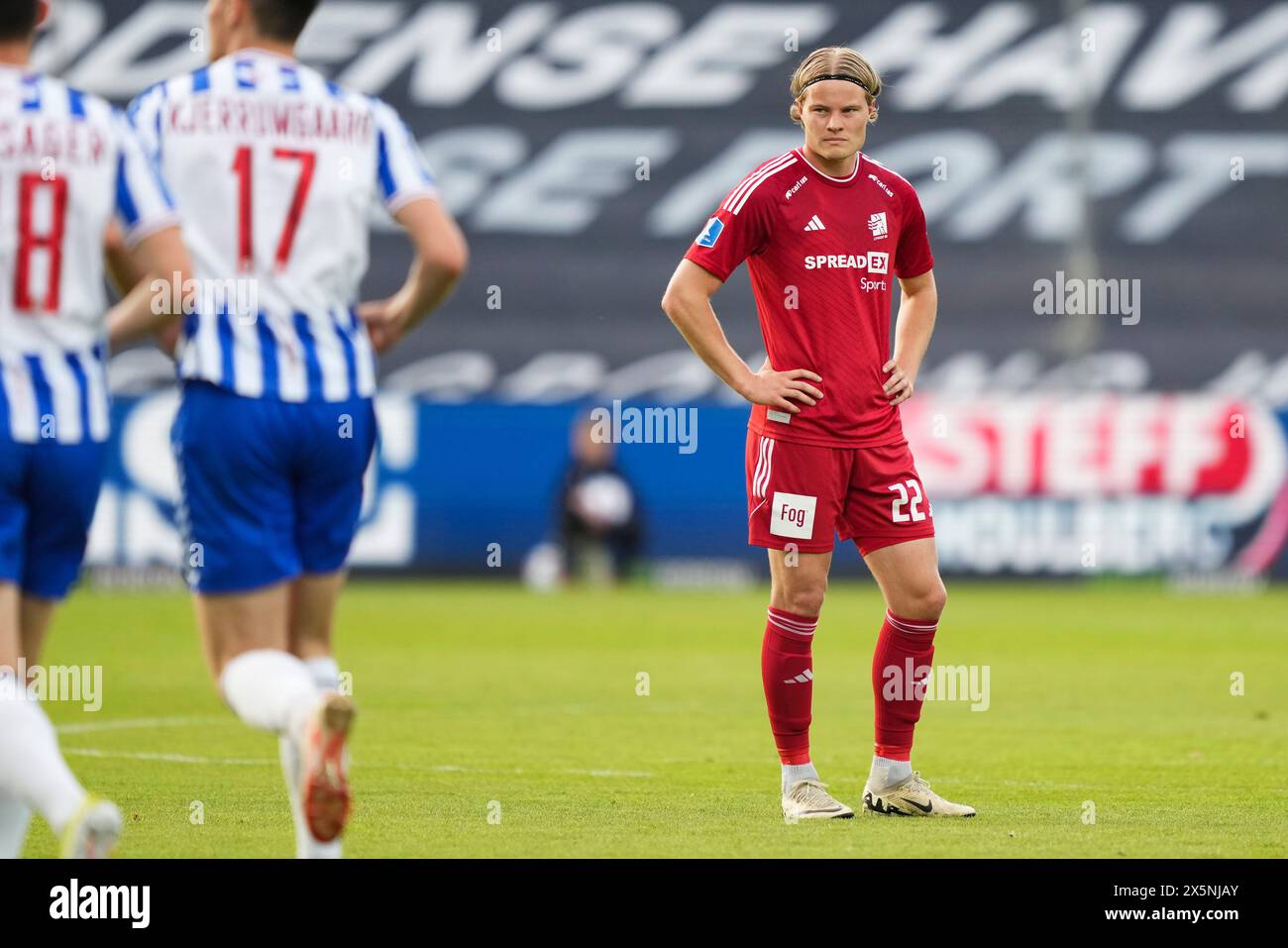 Odense, Dänemark. Mai 2024. Andri Gudjohnsen (Lyngby 22), als ob beim Super-League-Spiel zwischen ob und Lyngby Boldklub im Nature Energy Park in Odense am Freitag, den 10. Mai 2024, mit 1:0 erzielte. (Foto: Claus Fisker/Ritzau Scanpix) Credit: Ritzau/Alamy Live News Stockfoto