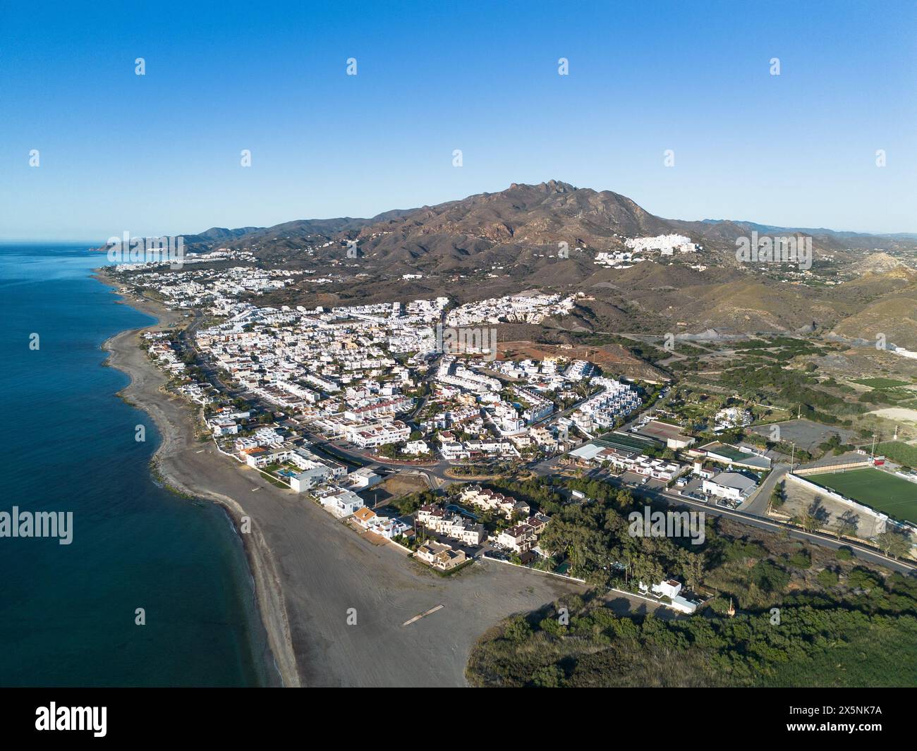 Mojacar Bay in Almeria aus der Vogelperspektive Stockfoto