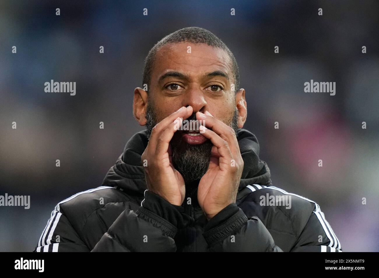 Odense, Dänemark. Mai 2024. David Nielsen (Coach Lyngby) während des Superliga-Spiels zwischen ob und Lyngby Boldklub im Nature Energy Park in Odense am Freitag, den 10. Mai 2024. (Foto: Claus Fisker/Ritzau Scanpix) Credit: Ritzau/Alamy Live News Stockfoto