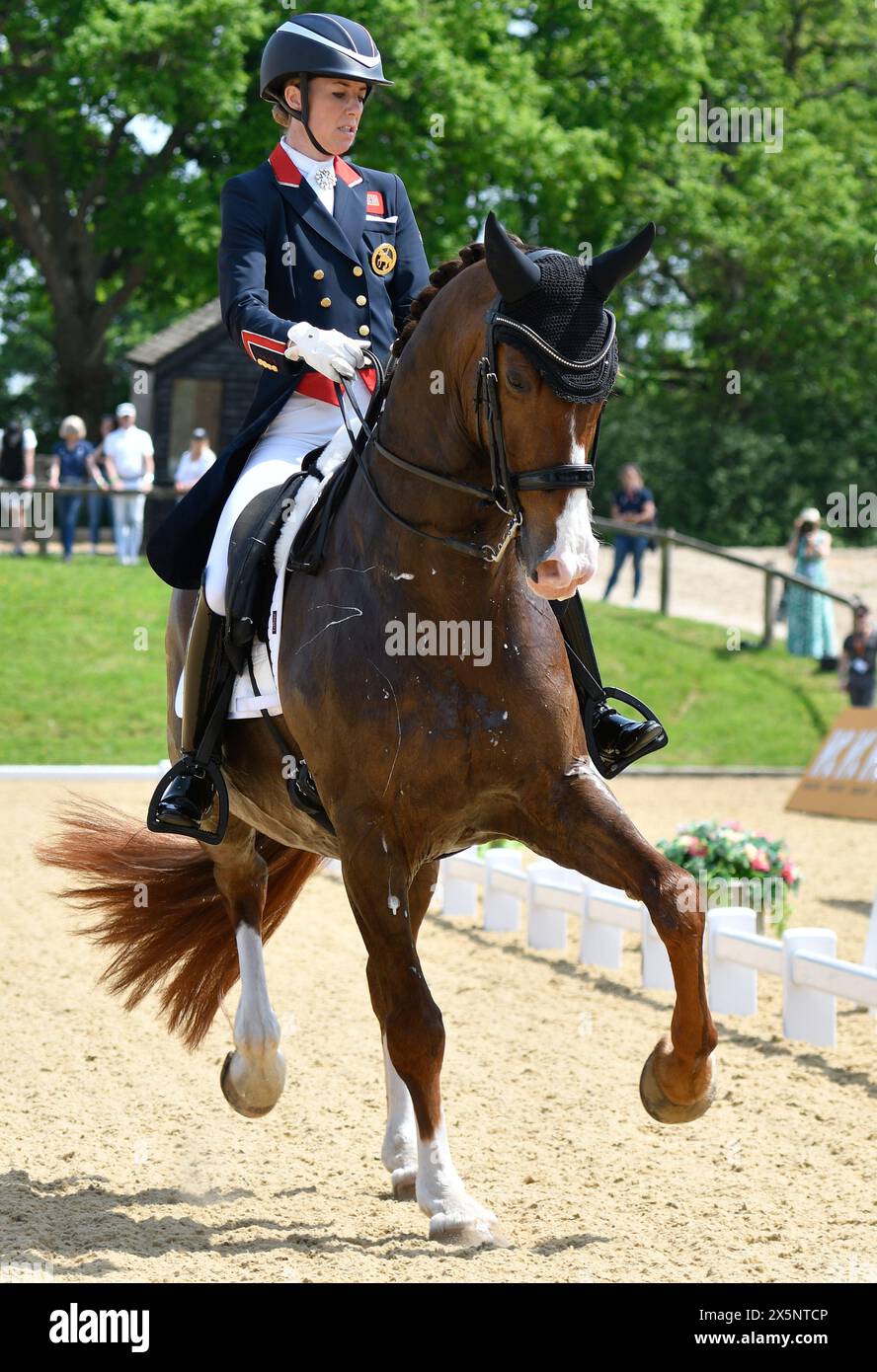 Fittleworth, Großbritannien . Mai 2024. 10.05.2024 Hickstead UK The I.C.E Horseboxes All England Dressage Festival. The Swann Inn, Fittleworth CD13 Grand Prix. Credit Leo Mason Alamy Live News & Sport. GP-Siegerin Charlotte Dujardin GBR Riding Immhotep Credit: Leo Mason Sports/Alamy Live News Stockfoto