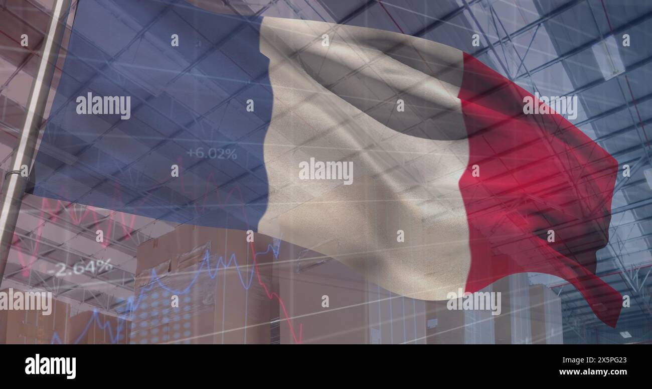 Bild der Verarbeitung von Finanzdaten über leerem Lager Stockfoto