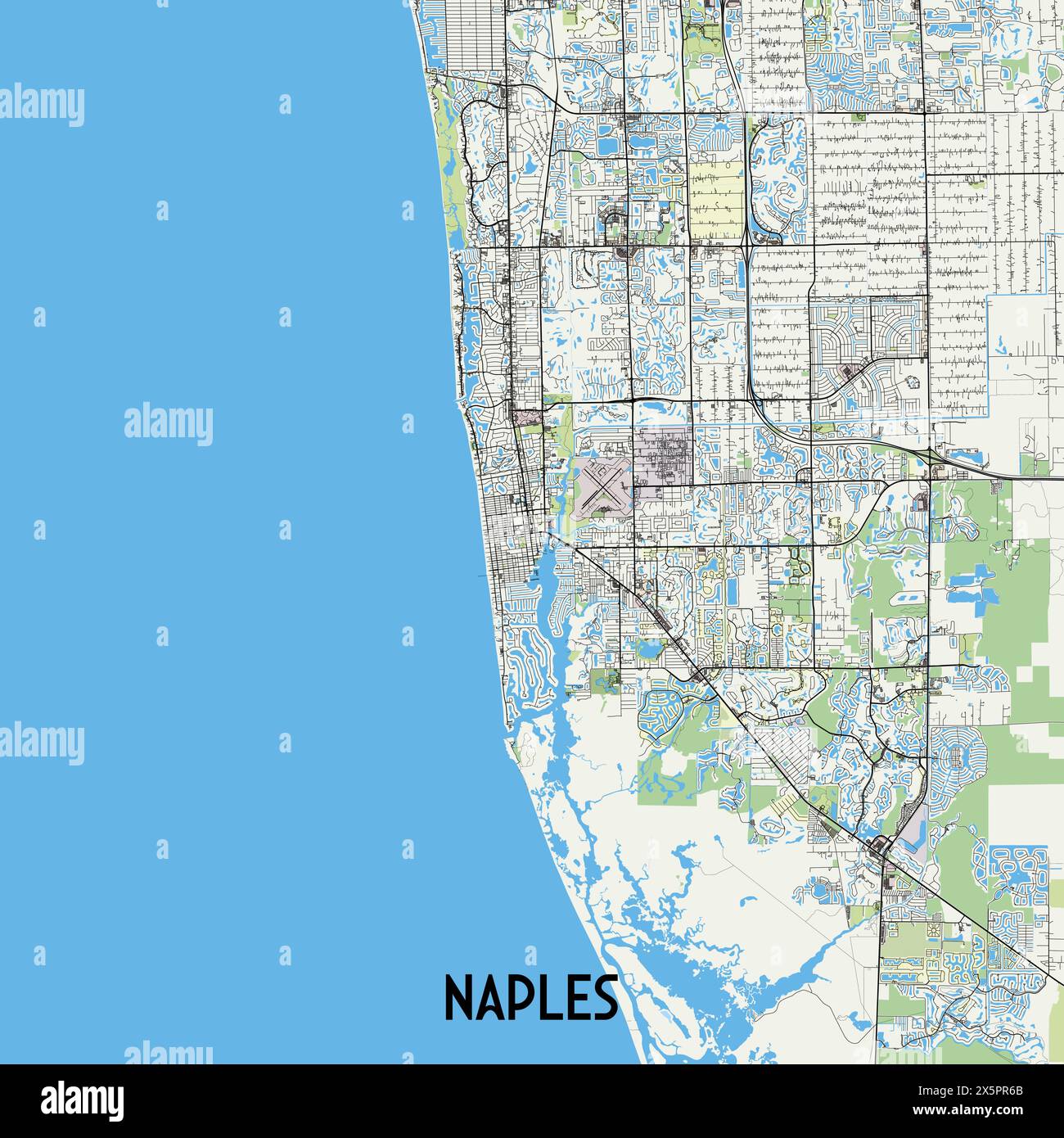 Naples, Florida, USA Karte Poster Kunst Stock Vektor