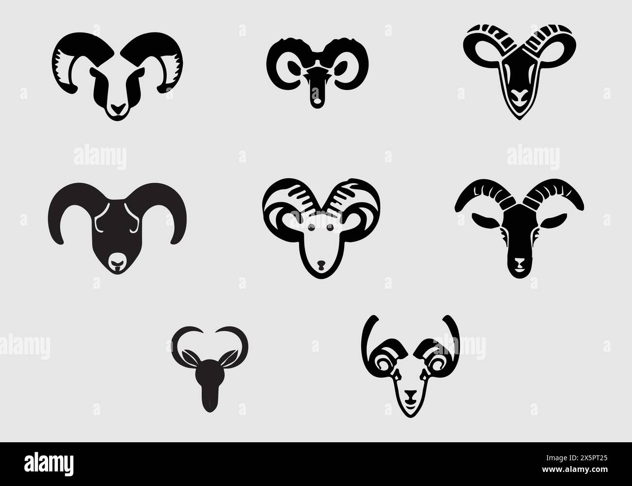 Minimales schwarzes Design mit Bighorn-Schaf-Ikonen-Illustration Stock Vektor