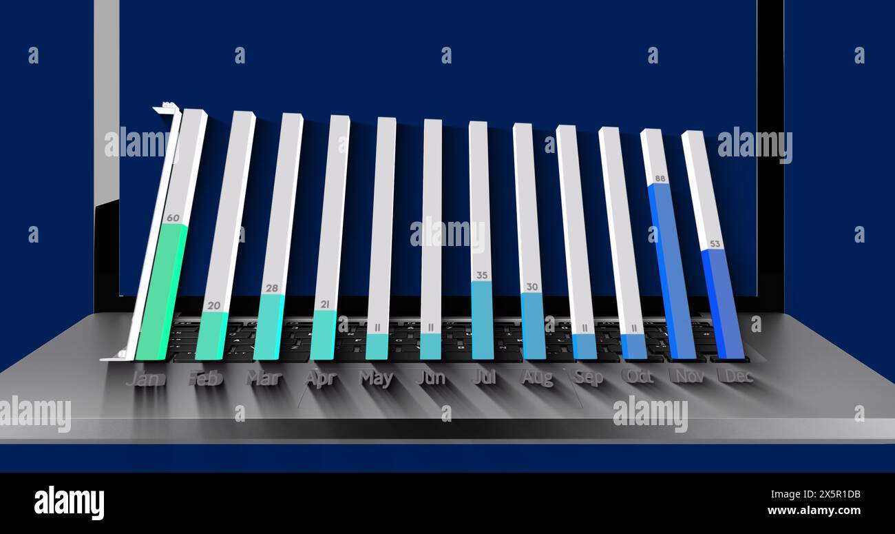 Bild der Datenverarbeitung über Landschaft Stockfoto
