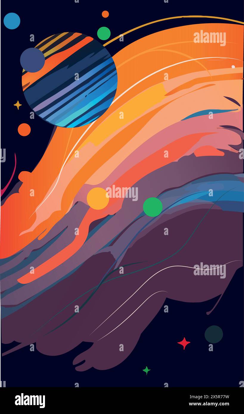 Astronaut erforscht den Weltraum als Wüstenplanet. Astronauten-Weltraumanzug, der zusätzlichen kosmischen Aktivitätsraum vor Sternen und Planeten-Hintergrund durchführt. Mensch Stock Vektor