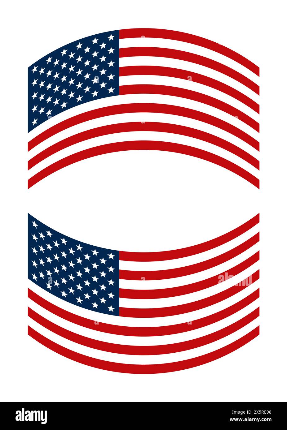 Flagge der Vereinigten Staaten, gekrümmt auf und ab. Die amerikanische Flagge, auch bekannt als die Sterne und Streifen, Rot, weiß und Blau, Old Glory, usw. Stockfoto