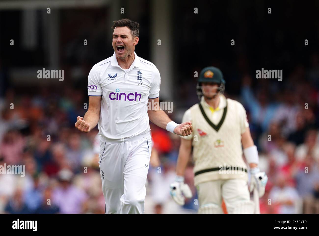 Aktenfoto von James Anderson vom 07/23. James Anderson hat angekündigt, dass der erste Test gegen die Westindischen Inseln im Juli sein letzter Auftritt für England sein wird. Ausgabedatum: Samstag, 11. Mai 2024. Stockfoto