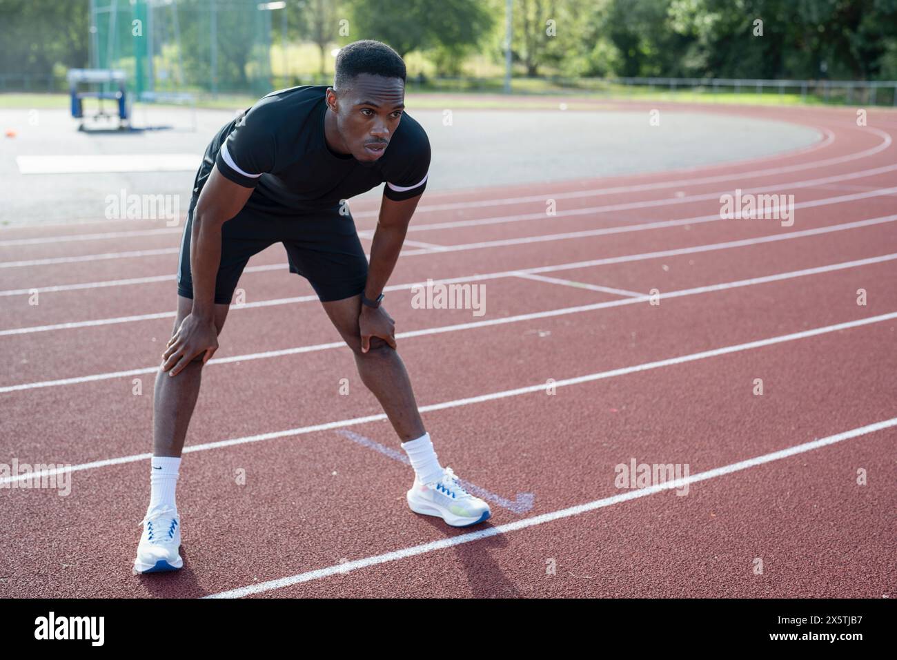 Athletentraining auf der Sportstrecke Stockfoto