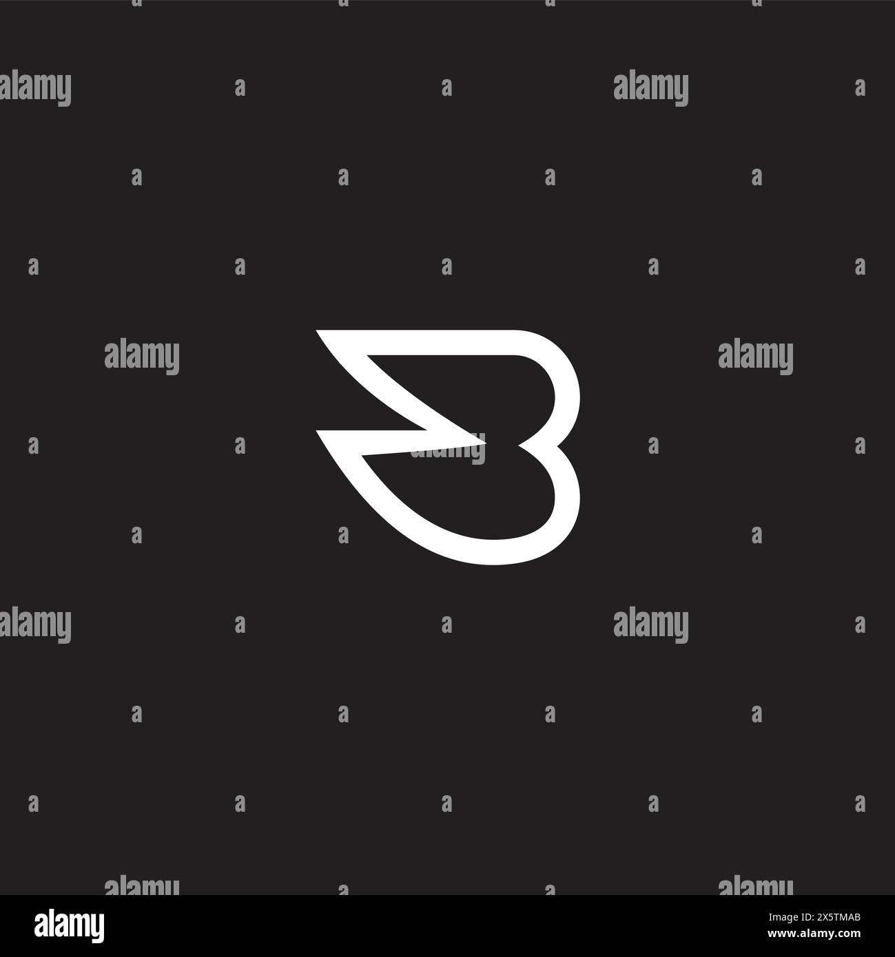 Buchstabe b abstrakte Gänseflügel einfacher Logo-Vektor Stock Vektor