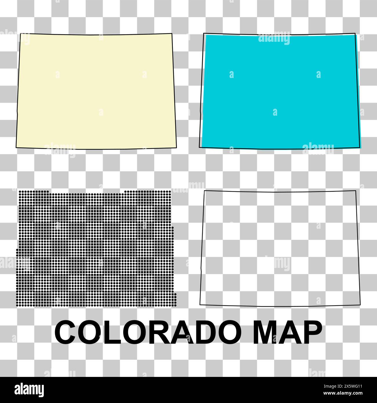 Set der Colorado-Karte, vereinigte staaten von amerika. Symbol-Vektorgrafik für flaches Konzept. Stock Vektor