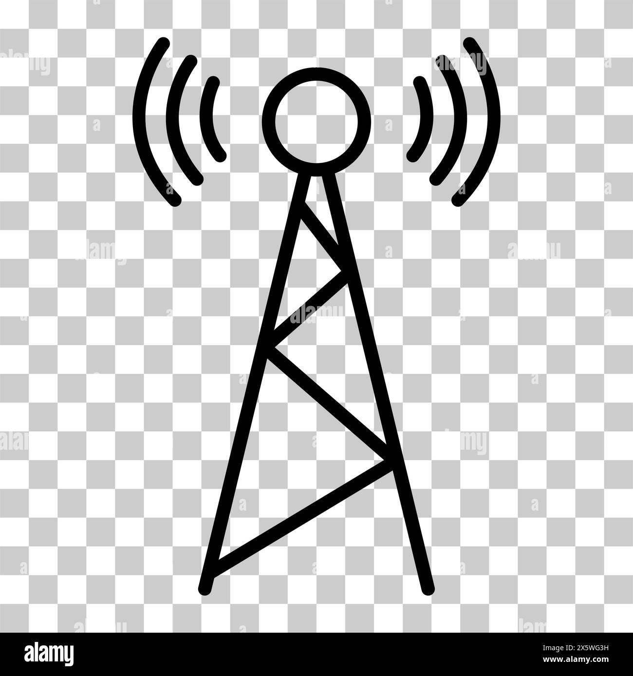 Signalturm-Symbol, Wireless-Technologie-Netzwerkschild, Vektordarstellung des Antennenwellenfunks. Stock Vektor