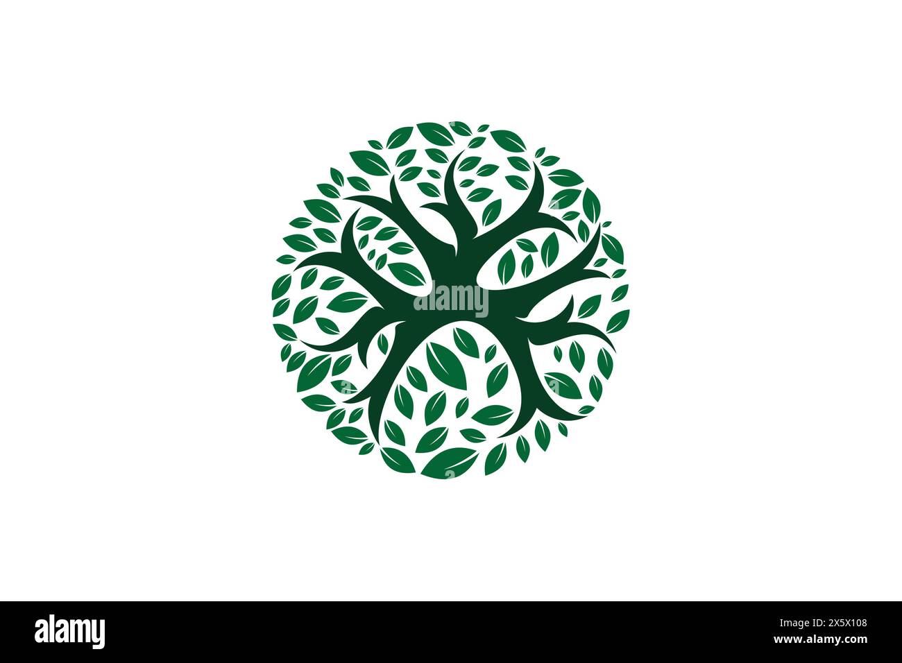 Baum-Logo-Vorlage Vektor-Symbol-Illustration Design. Ökologisches Konzept. Modernes Kreisbaumlogo. Vektorabbildung Stock Vektor