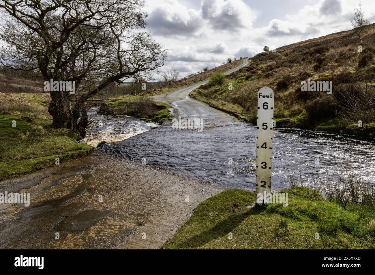 ford überquert Wheeldale Beck südlich der Eton Bridge auf der Straße zu pickering North york Moors Stockfoto