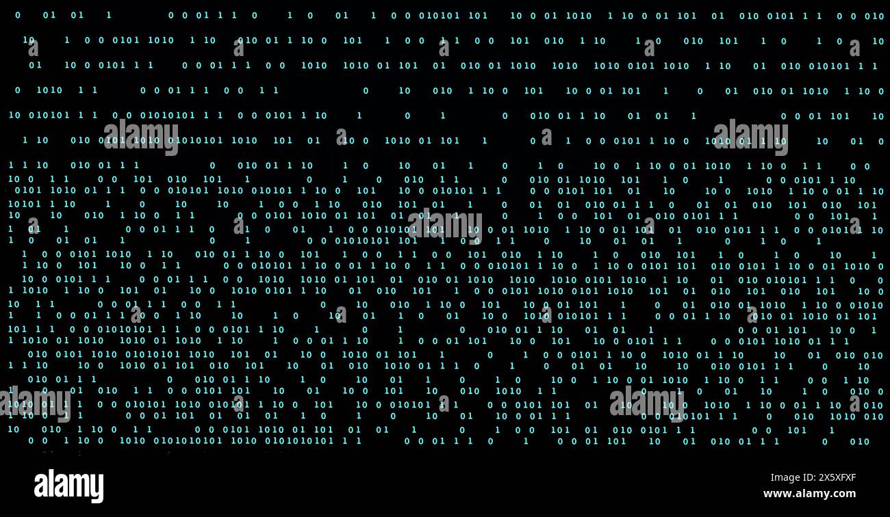 Hintergrund für abstrakten Binärcode. Digitale Technologie, Big Data und künstliche Intelligenz. 3D-Rendering-Abbildung Stockfoto
