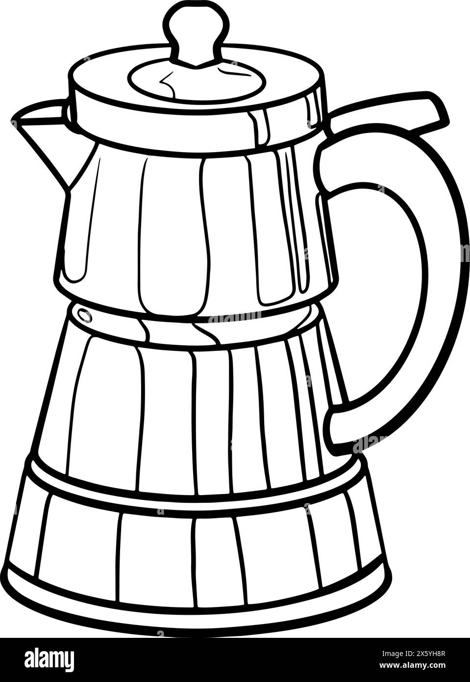 Grafische Abbildung eines Kaffeekochers in Nahaufnahme auf weißem Hintergrund Stock Vektor