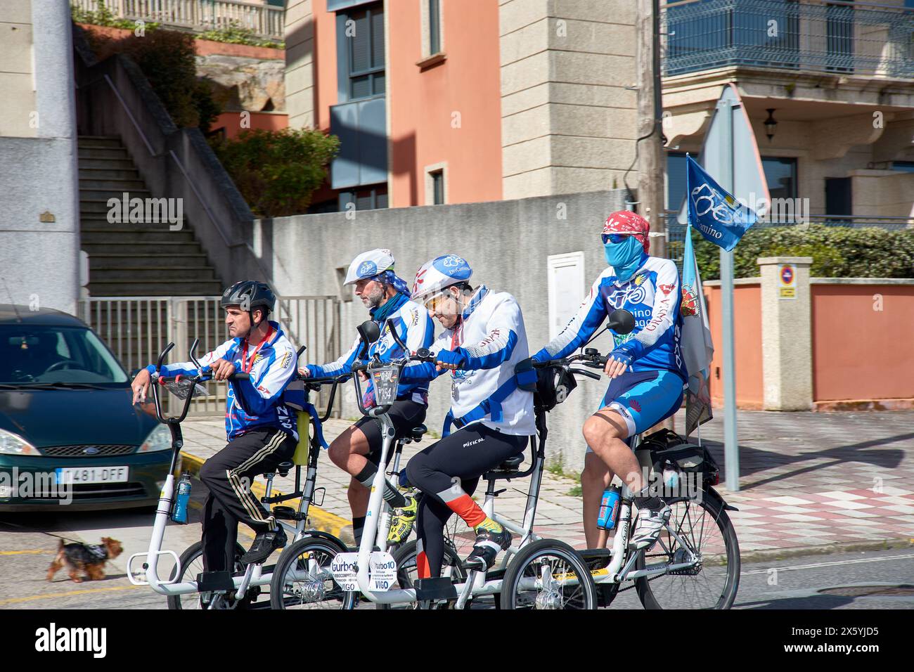 Baiona, Pontevedra, Galicien, Spanien; 26. März 2023; Discamino, eine NGO, die gegründet wurde, um abhängigen Menschen beim Abschluss des Jakobsweges zu helfen Stockfoto