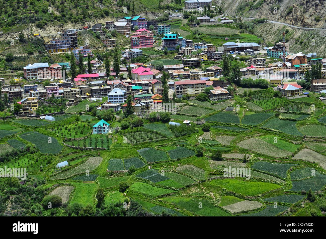 Keylong, Hauptquartier von Lahul und spiti himachal pradesh indien. Gelegen am Manali-Leh Highway am Ufer des Bhaga Flusses. Von K aus gesehen Stockfoto