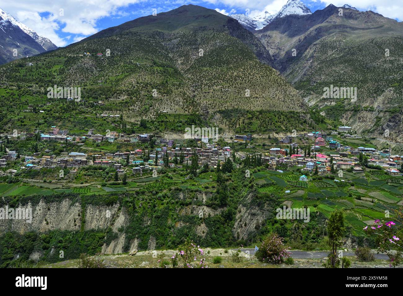 Keylong, Hauptquartier von Lahul und spiti himachal pradesh indien. Gelegen am Manali-Leh Highway am Ufer des Bhaga Flusses. Von K aus gesehen Stockfoto