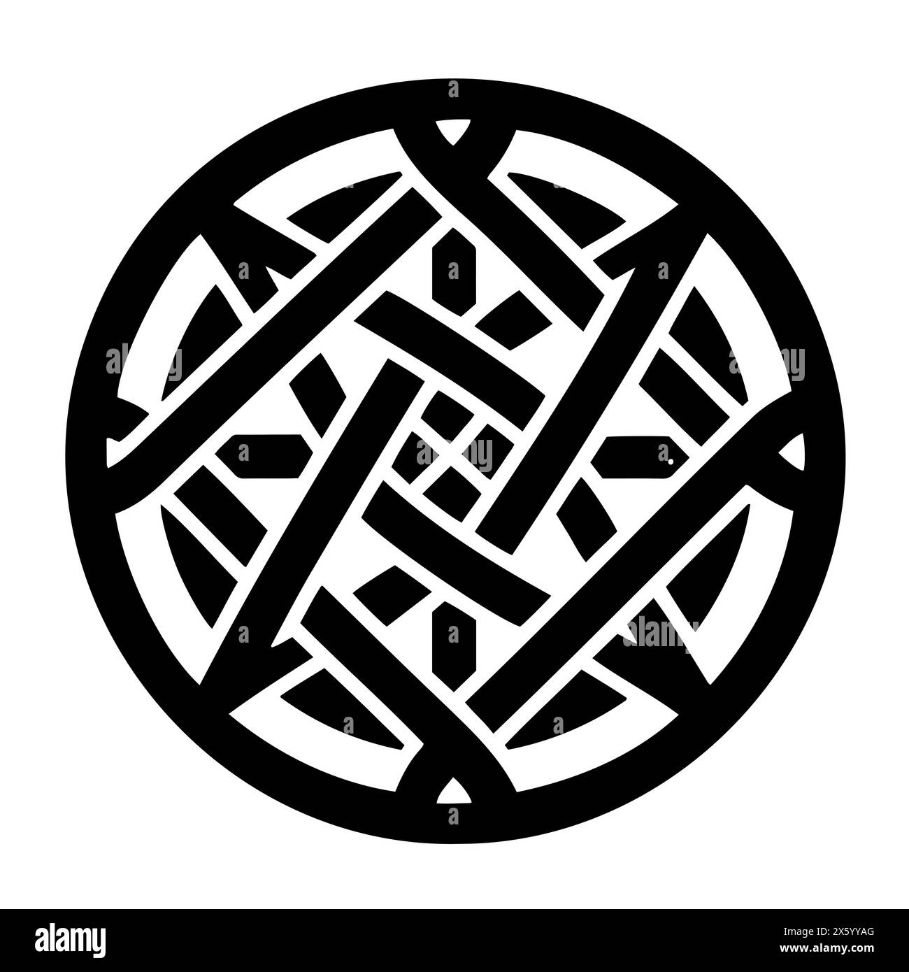Rundes schwarzes geometrisches Muster auf weißem Hintergrund Stock Vektor
