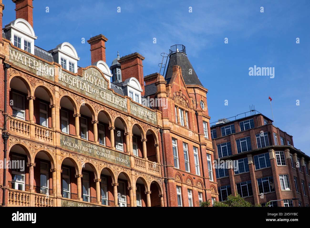 Royal Waterloo Hospital for Children and Women, Grade 2 gelistet, heute ein Wohnheim der University of Notre Dame of Indiana für seinen Londoner Campus Stockfoto