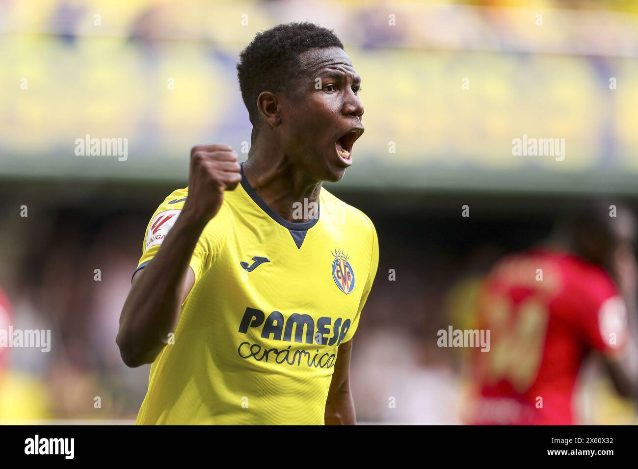 Yerson Mosquera aus Villarreal feiert am 11. Mai 2024 im La Ceramica Stadion in Villarreal ein Tor während des spanischen Meisterschaftsspiels La Liga zwischen Villarreal CF und Sevilla CF Stockfoto