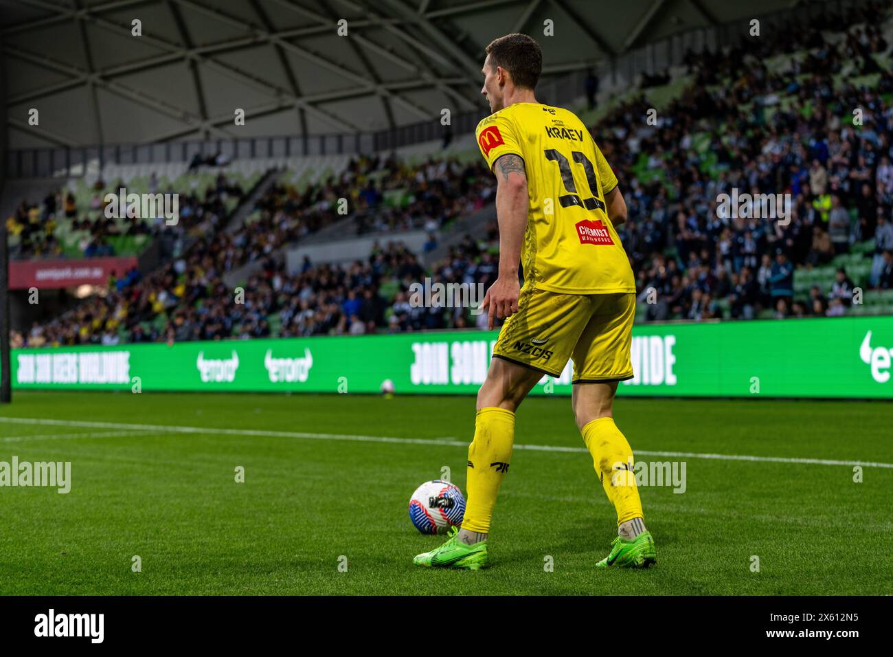 Melbourne, Australien. 12. Mai 2024. Melbourne Victory gegen Melbourne City - 2024 Isuzu UTE A-League Männer Finals Series - Halbfinale 1 - AAMI Park. Wellington Phoenix Mittelfeldspieler Bozhidar Kraev (#11) im A-League Männer Halbfinale 1 2024 zwischen Melbourne Victory FC und Wellington Phoenix FC. Foto: James Forrester/Alamy Live News Stockfoto