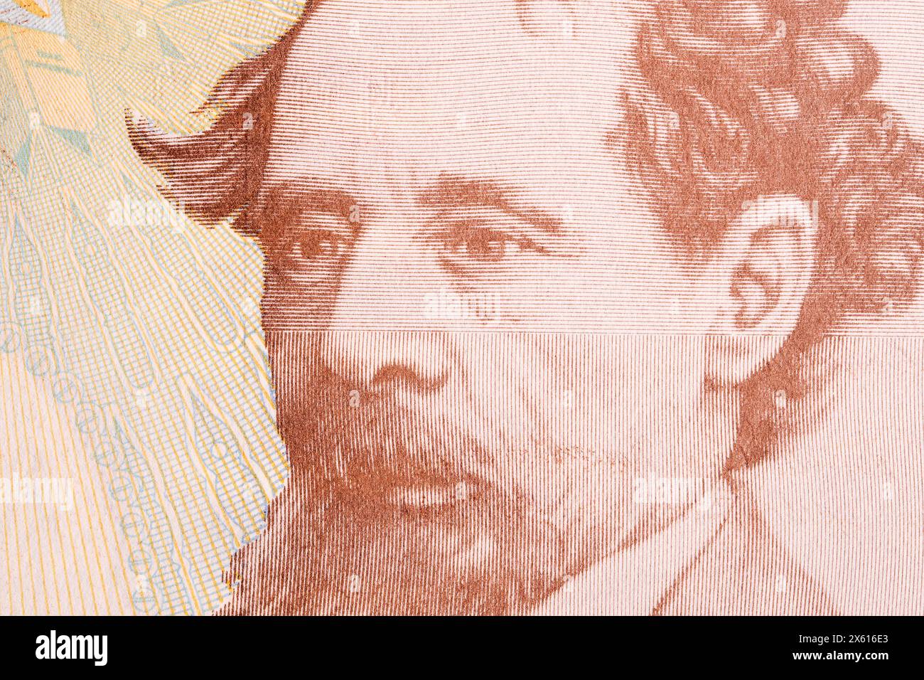 Charles Dickens ein Nahaufnahme-Porträt von English Money - Pound Stockfoto