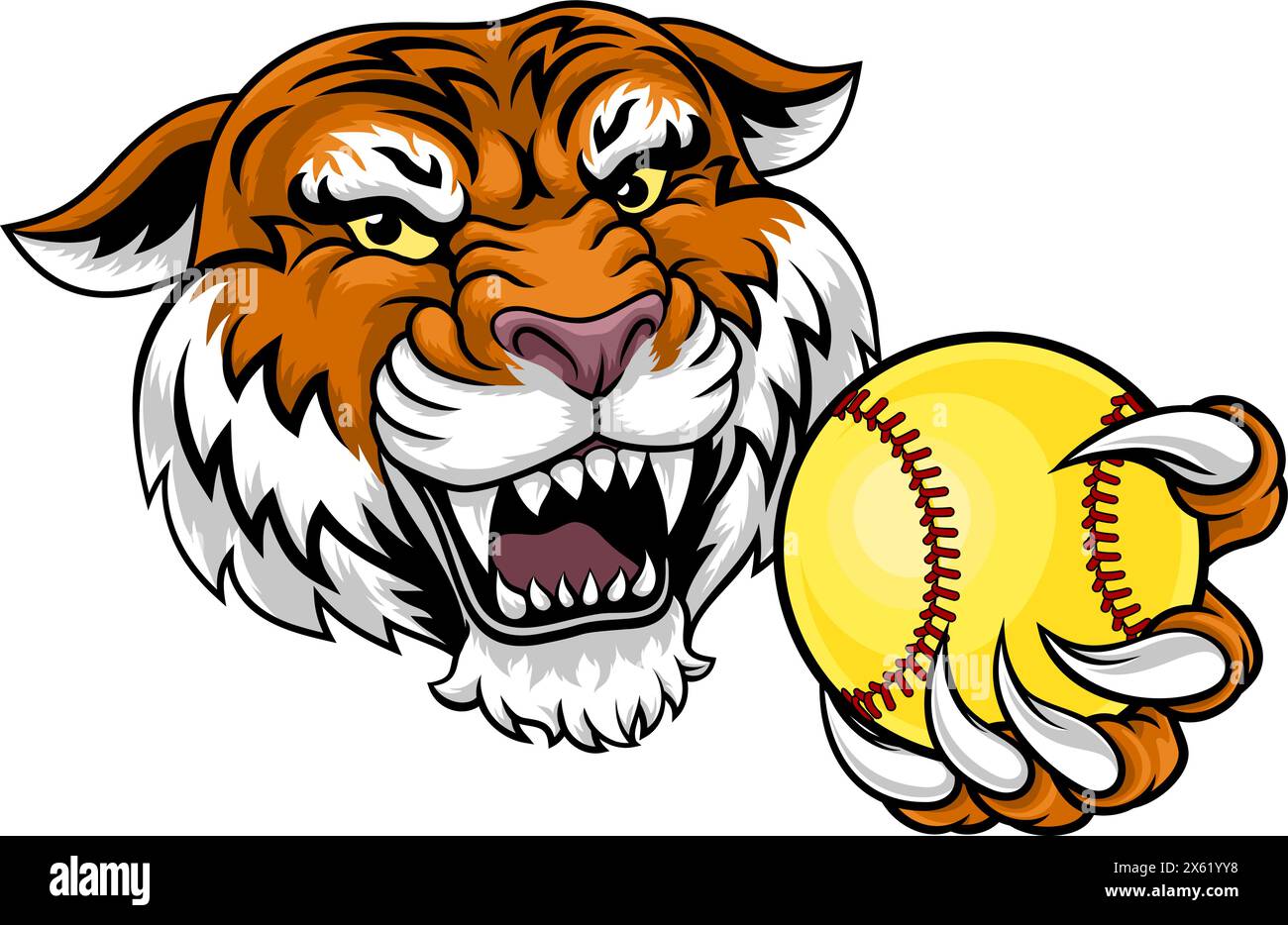 Maskottchen Des Tiger Softball Animal Sports Teams Stock Vektor
