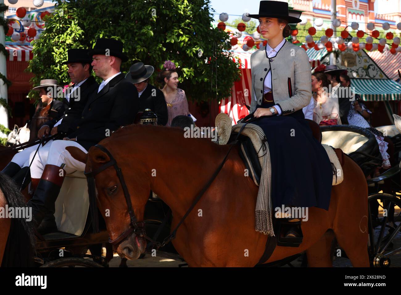 Flamenco, Abril Fair, Aprilmesse, Pferd, Sevilla, Reiter, Reiterin, Andalusien, Spanien, Beauty, Feria de Abril in Sevilla Stockfoto